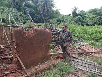 wlc A hut destroyed by wild elephant